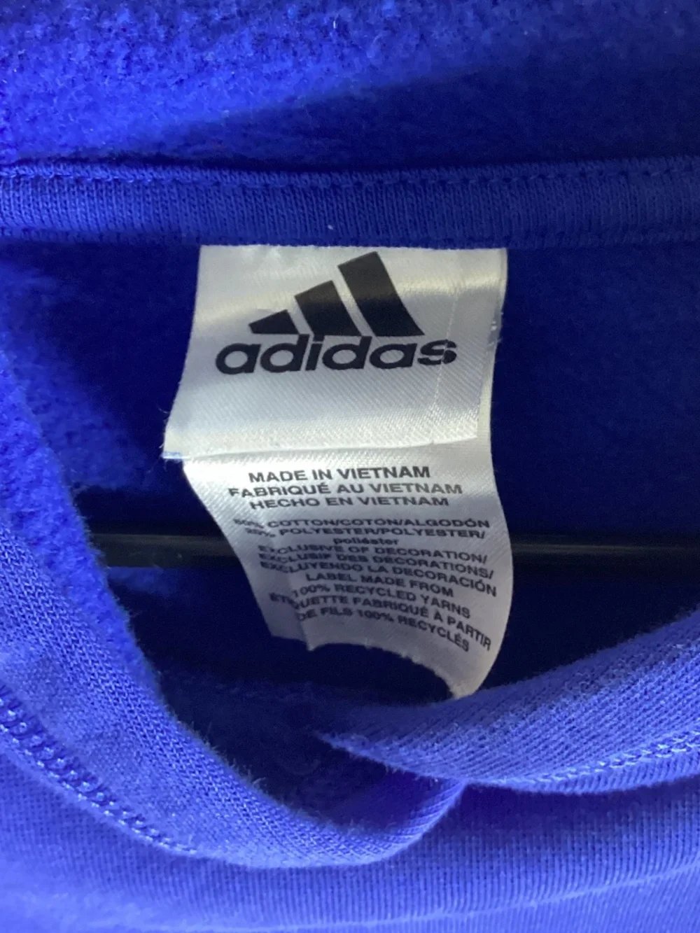 Adidas Boys Hooded Pullover Size Large 14/16 Blue Black Embroidered Logo